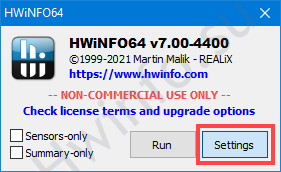 HWiNFO启动选择界面